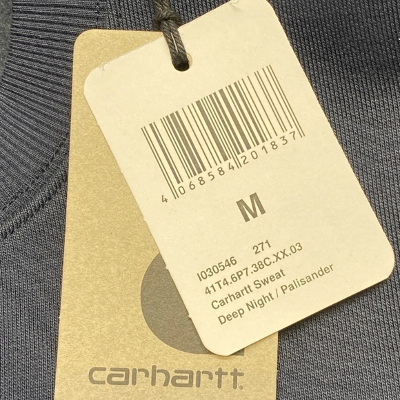 Carhartt WIP Mens Sweatshirt Deep Night Blue Size M Embroidered Logo Pullover - Picture 7 of 9